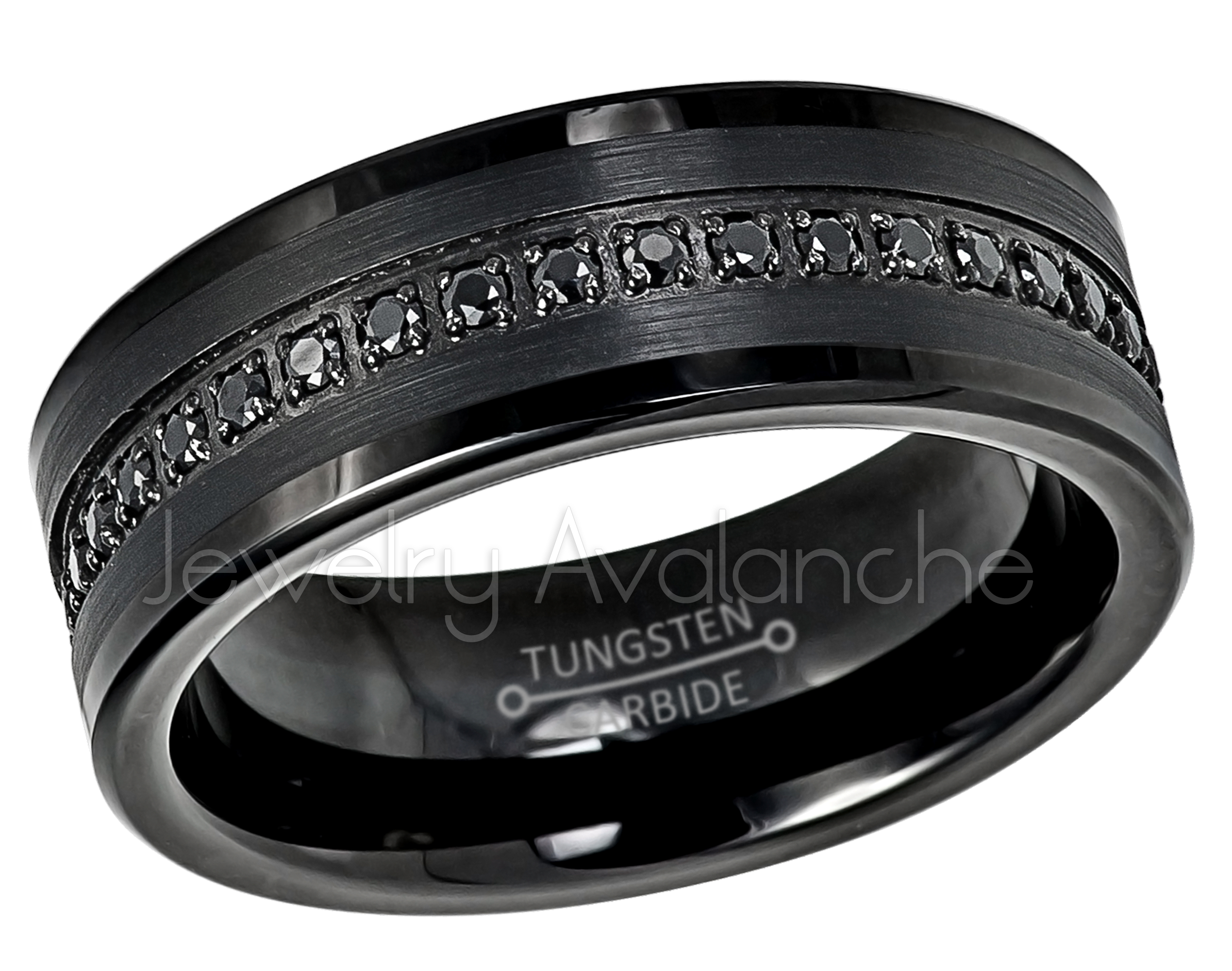 Jewelry Avalanche Mens Tungsten Wedding Ring CZ Stone Accented Tungsten Carbide Ring Anniversary Ring 