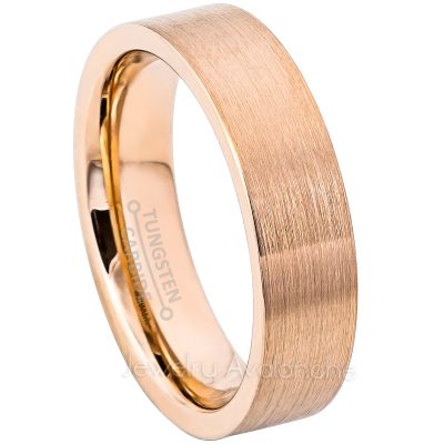 6mm Rose Gold Tungsten Wedding Band - Comfort Fit Pipe Cut Tungsten Carbide Ring - Tungsten Anniversary Band TN786PL