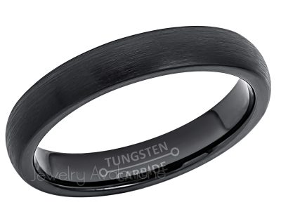 4mm Black Dome Tungsten Wedding Band - Comfort Fit Tungsten Carbide Ring - Tungsten Anniversary Band TN792PL