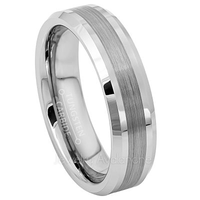 6mm Beveled Tungsten Wedding Band - Comfort Fit Tungsten Carbide Ring - Tungsten Anniversary Band TN789PL