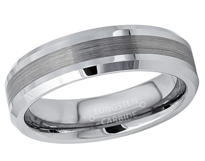 6mm Beveled Tungsten Wedding Band - Comfort Fit Tungsten Carbide Ring - Tungsten Anniversary Band TN789PL
