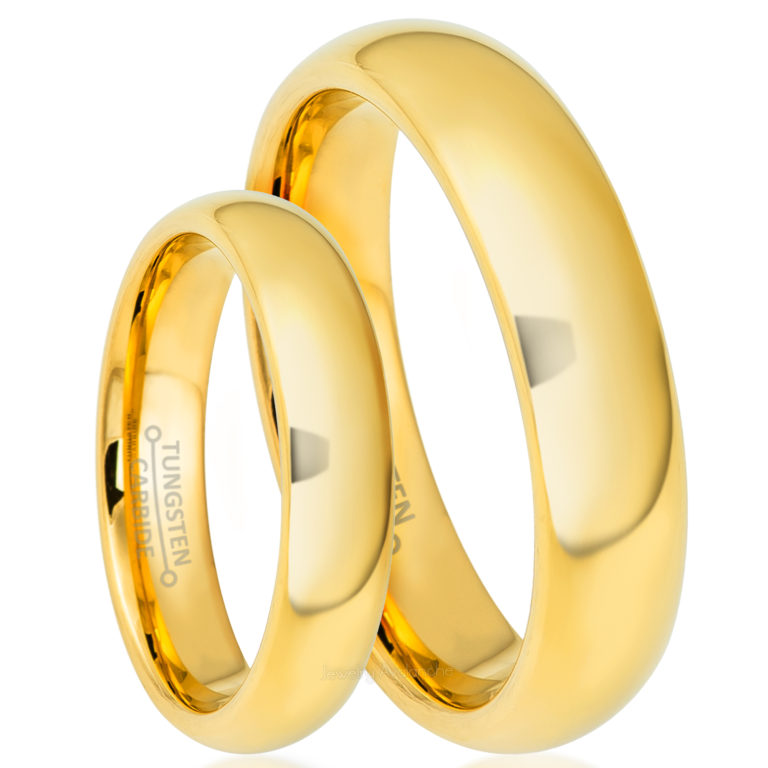 4mm-5mm-dome-tungsten-wedding-band-set-polished-finish-yellow-gold