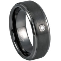 8mm Brushed Gunmetal Tungsten Carbide Comfort Fit Wedding Band for Men