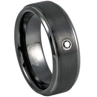 Men's Comfort Fit Pipe Cut Cobalt Wedding Ring 0.07ctw Black Diamond Ring CT382 