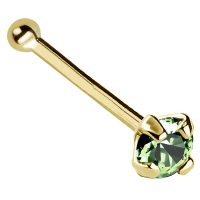 22G Solid 14Kt Gold Nose Bone Stud with Prong Set real Alexandrite Gemstone, 14kt Yellow Gold or 14kt White Gold - June Birthstone Nose Ring