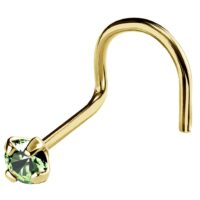 22G Solid 14Kt Gold Nose Screw Stud with Prong Set real Alexandrite Gemstone, 14kt Yellow Gold or 14kt White Gold - June Birthstone Nose Ring