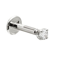 16G 14K Gold 2MM Moissanite Labret Stud, Monroe, Lip Ring, Internally Threaded, Unisex Tragus Stud