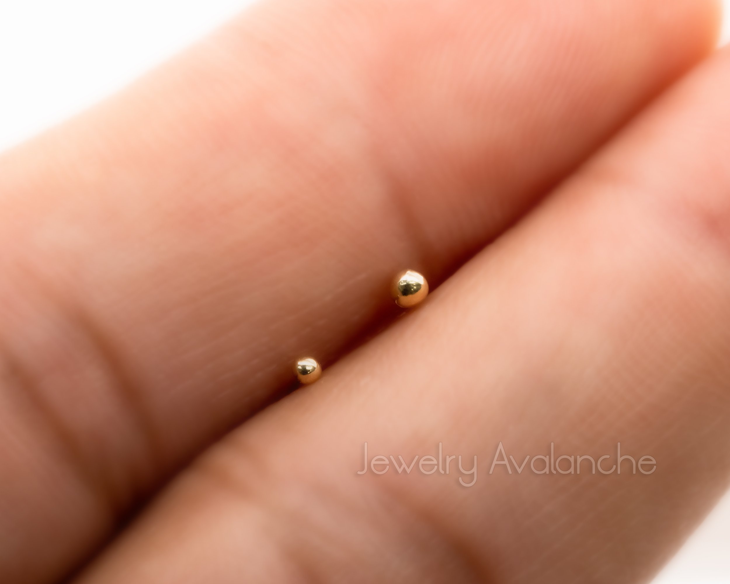 Solid 14kt Yellow Gold Nose Bone Stud, 22G Ball End Nose Stud, 1.5mm-2mm Ball Nose Stud, Unisex - Image 4