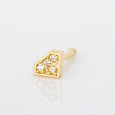 20G Solid 14K Yellow Gold Diamond-Icon Nose Screw Stud with CZ Accent - Image 2