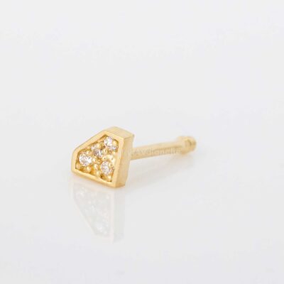 20G Solid 14K Yellow Gold Diamond-Icon Nose Screw Stud with CZ Accent - Image 5