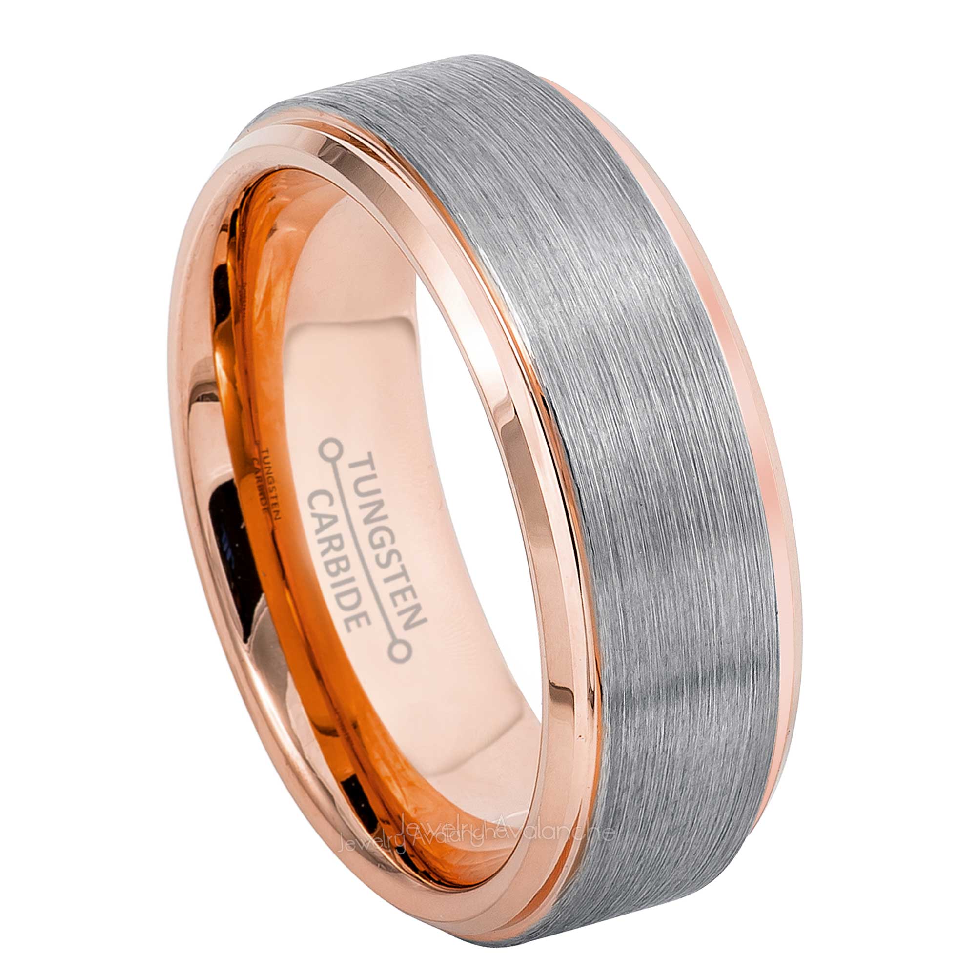 Men's Tungsten Carbide Wedding Band – Gold Tone, Comfort Fit, Bevel Edge