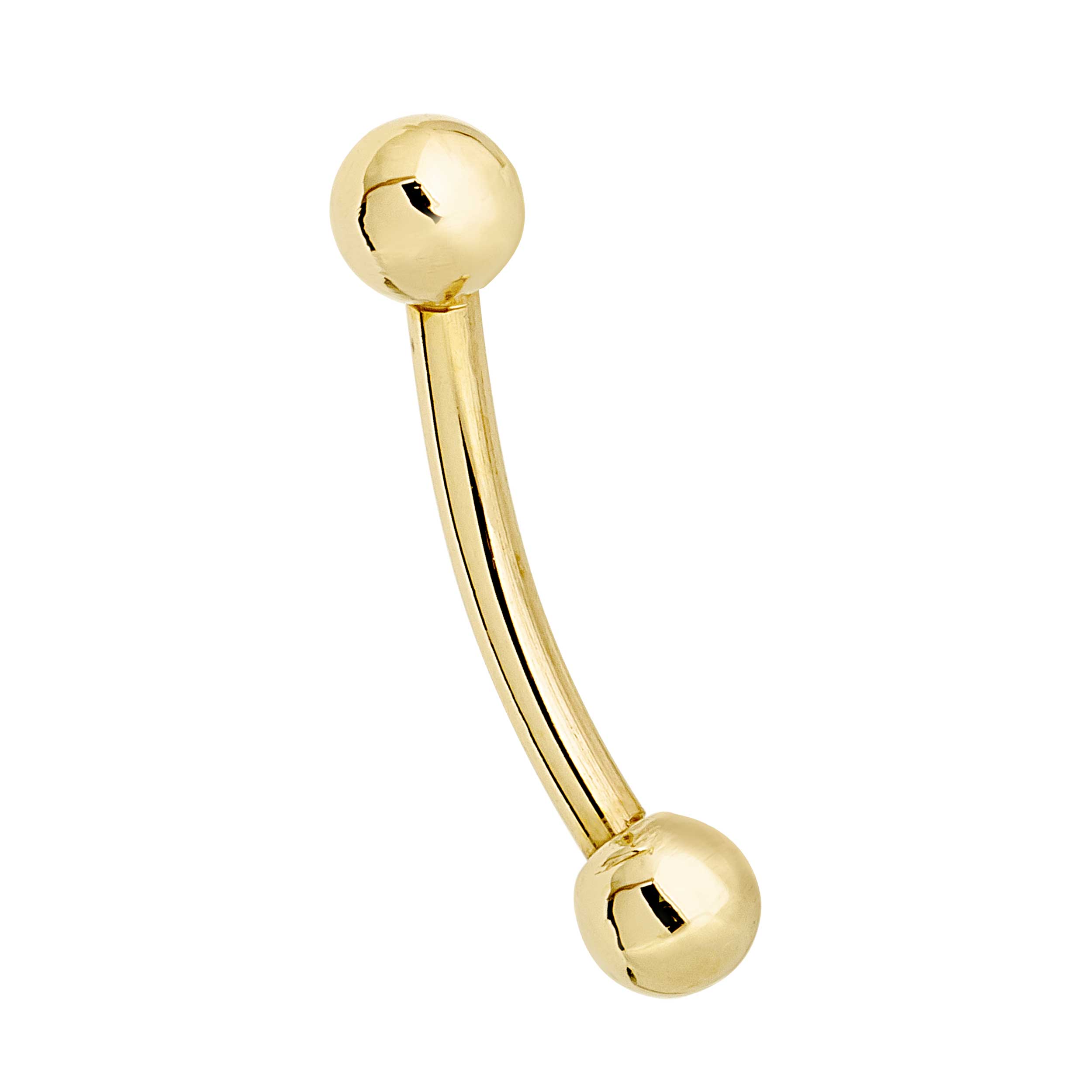 14K Gold 16G Curved Barbell Eyebrow Ring Internally Threaded 3mm Ball