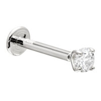 16G 14K Gold 3MM Moissanite Labret Stud, Monroe, Lip Ring, Internally Threaded, Unisex Tragus Stud