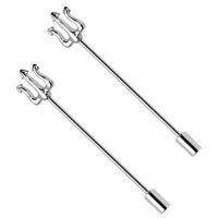 Trident Scaffold Earrings, Devil's Fork 14G Industrial Barbell Earring, 316L Surgical Steel