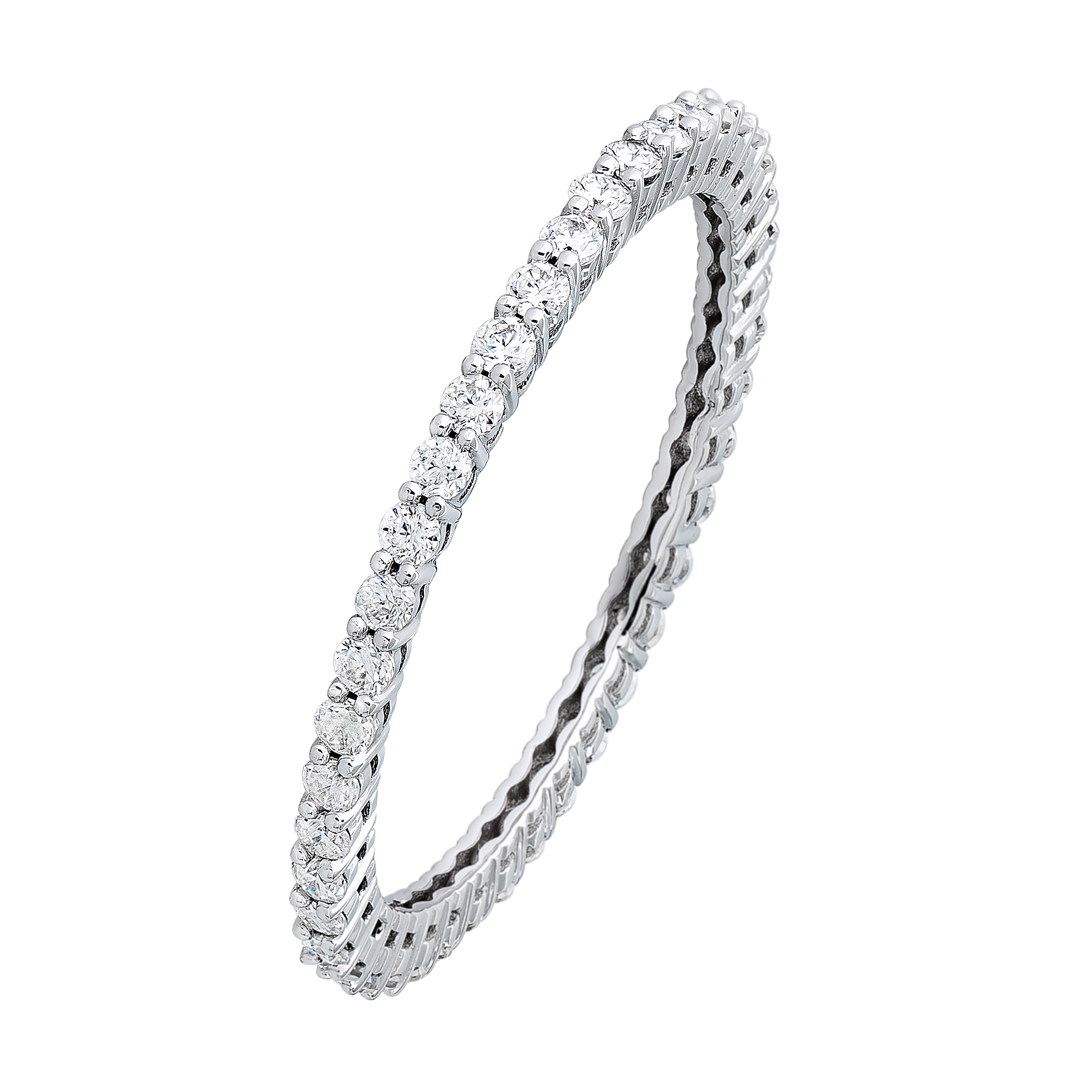 Moissanite Eternity Band 14K White Gold 1.5MM Ladies Stack Ring