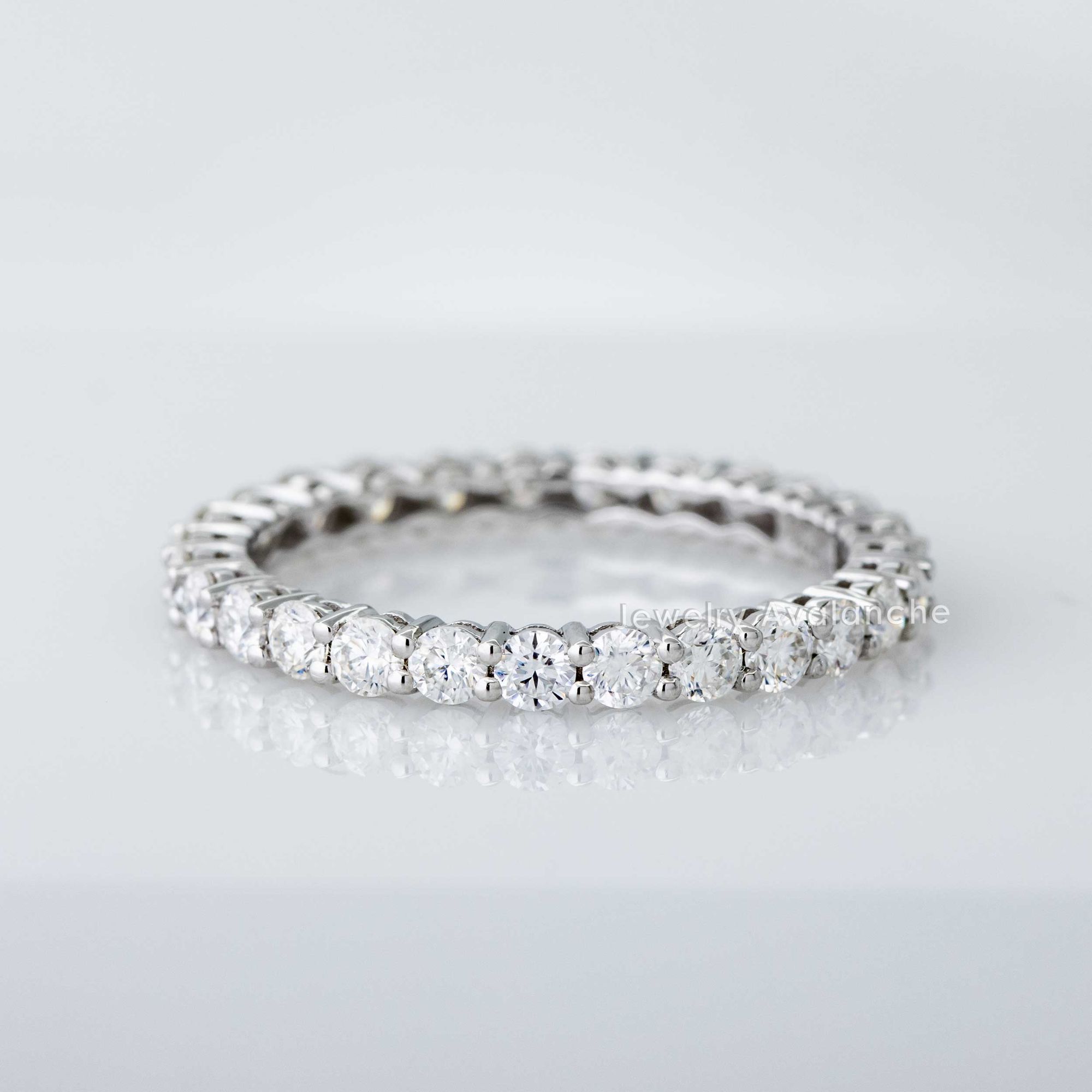 Moissanite Eternity Band 14K White Gold 2.5MM Ladies Stack Ring