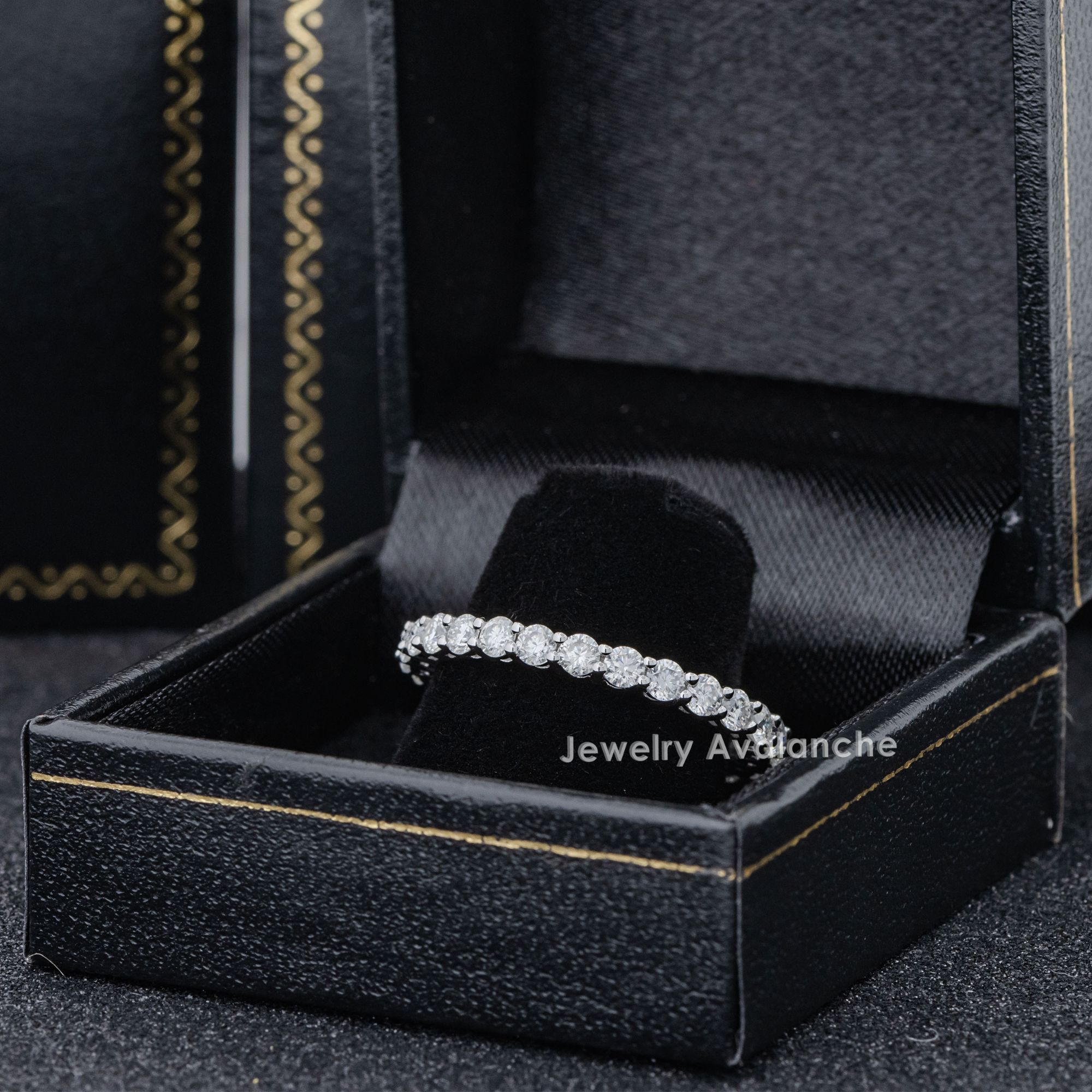 Moissanite Eternity Band 14K White Gold 2.5MM Ladies Stack Ring
