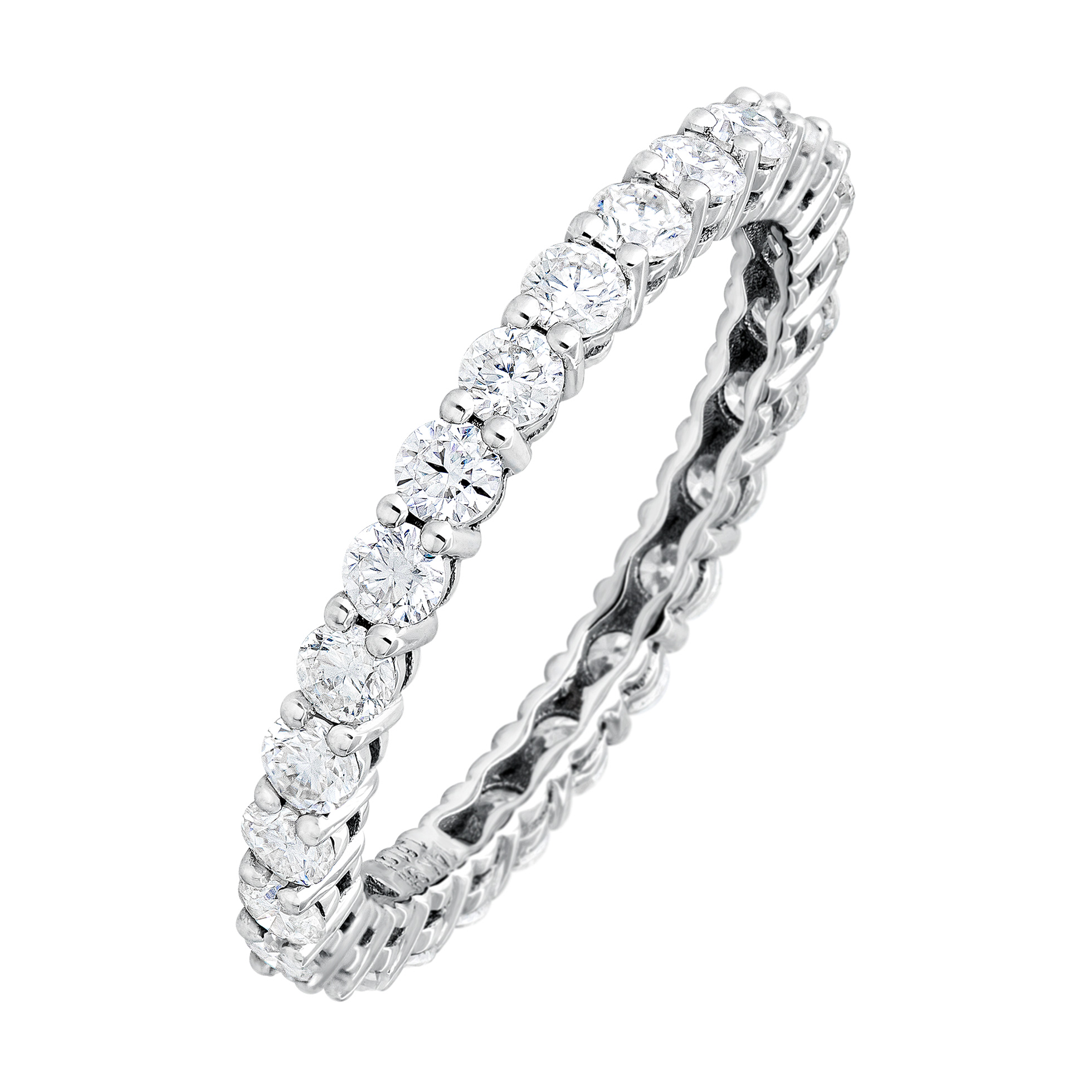 Moissanite Eternity Band 14K White Gold 2.5MM Ladies Stack Ring