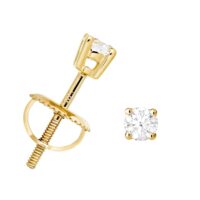 14K Gold 3MM Moissanite Solitaire Stud Earrings