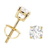 14K Gold 5MM Moissanite Solitaire Stud Earrings