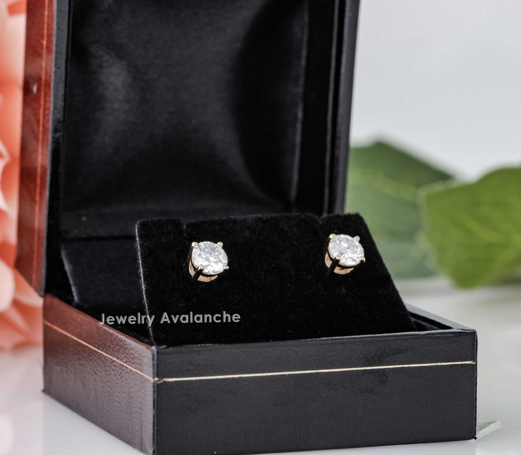 14K Gold 6MM Moissanite Solitaire Stud Earrings