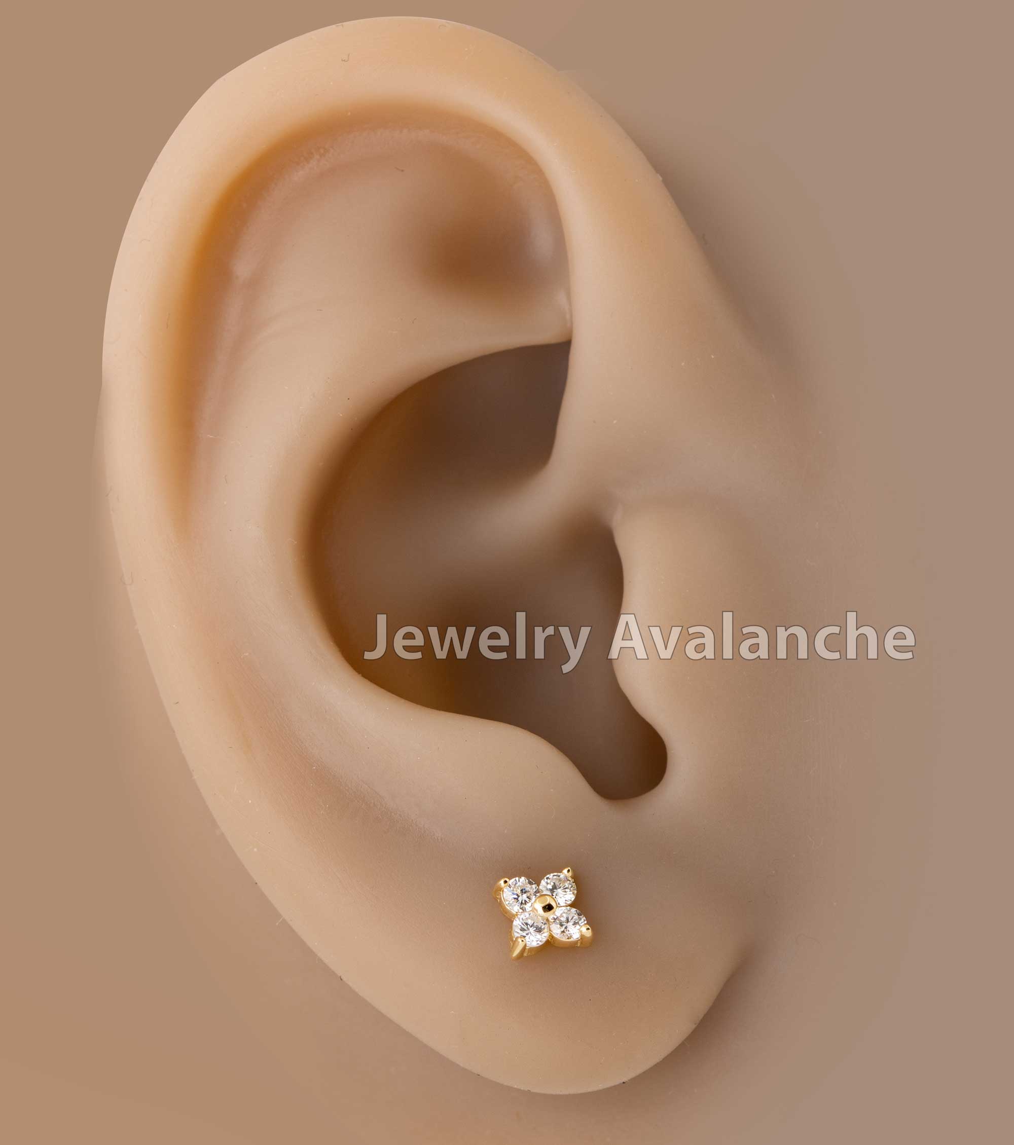 14K Gold 4-Stone 0.24 ctw Diamond Solitaire Stud Earrings