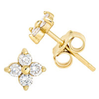 14K Gold 4-Stone 0.24 ctw Diamond Solitaire Stud Earrings