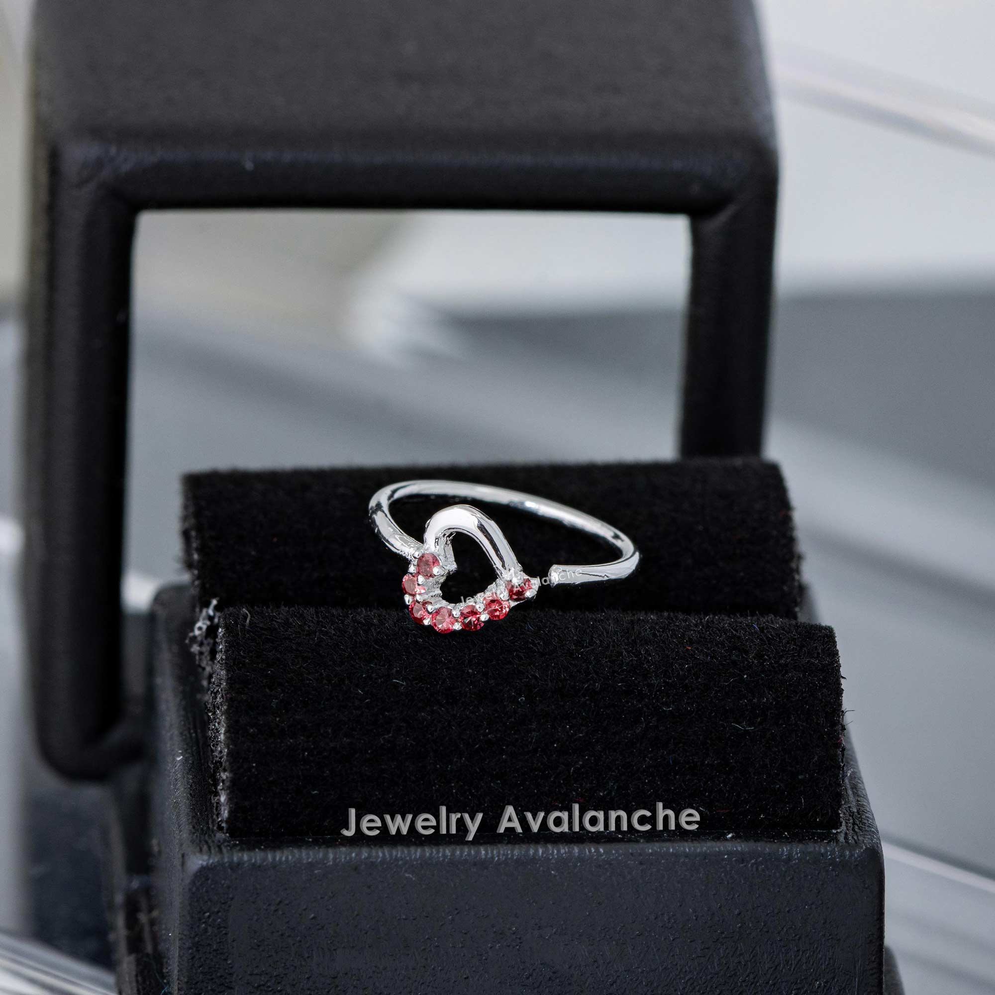 20G 14K Gold Half-Heart Ruby Nose Ring Hoop 8MM