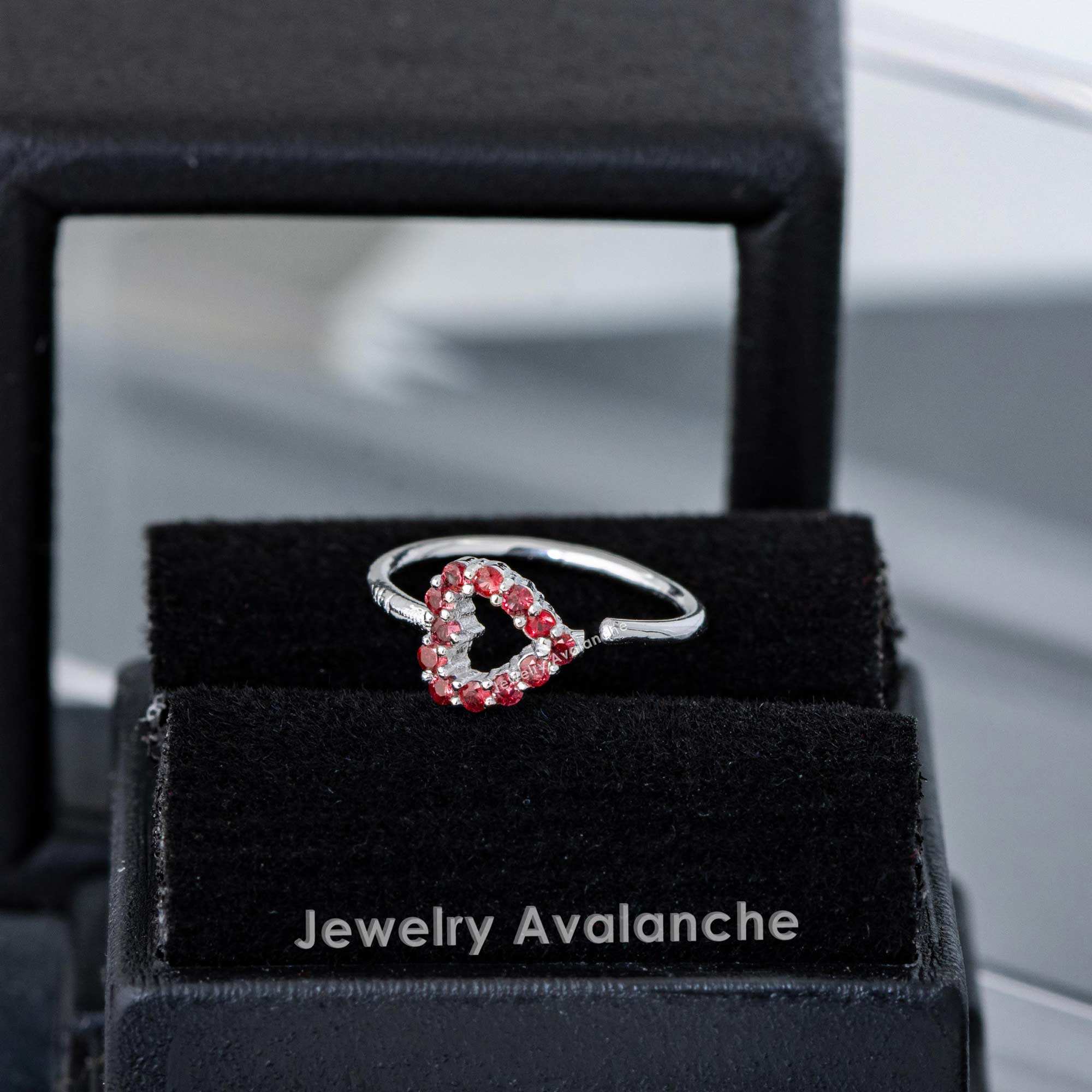 20G 14K Yellow Gold Heart Ruby Nose Ring Hoop 8MM