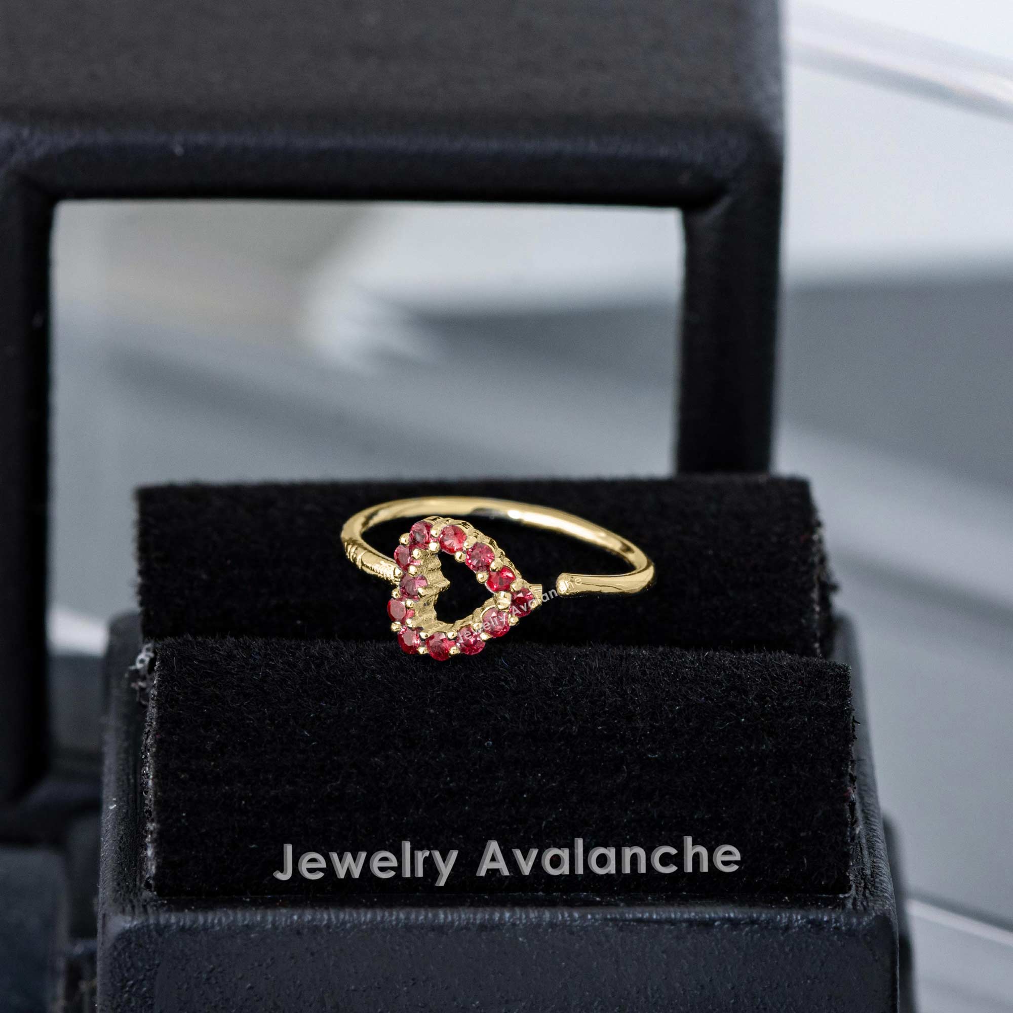 20G 14K Yellow Gold Heart Ruby Nose Ring Hoop 8MM