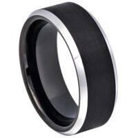 Men’s 8mm Cobalt Wedding Band – Black, Comfort Fit, Beveled Edge, Brushed Finish