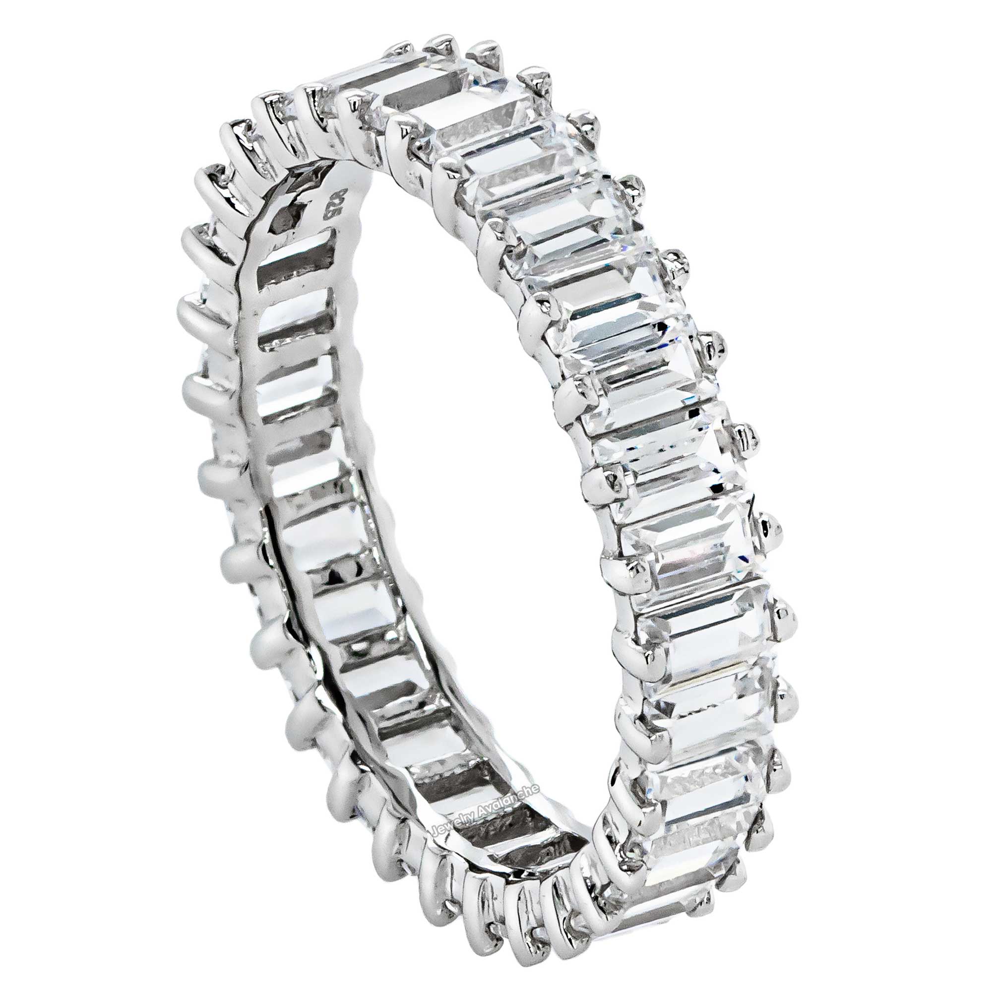 Baguette Cut CZ Eternity Band Sterling Silver Ring 5MM