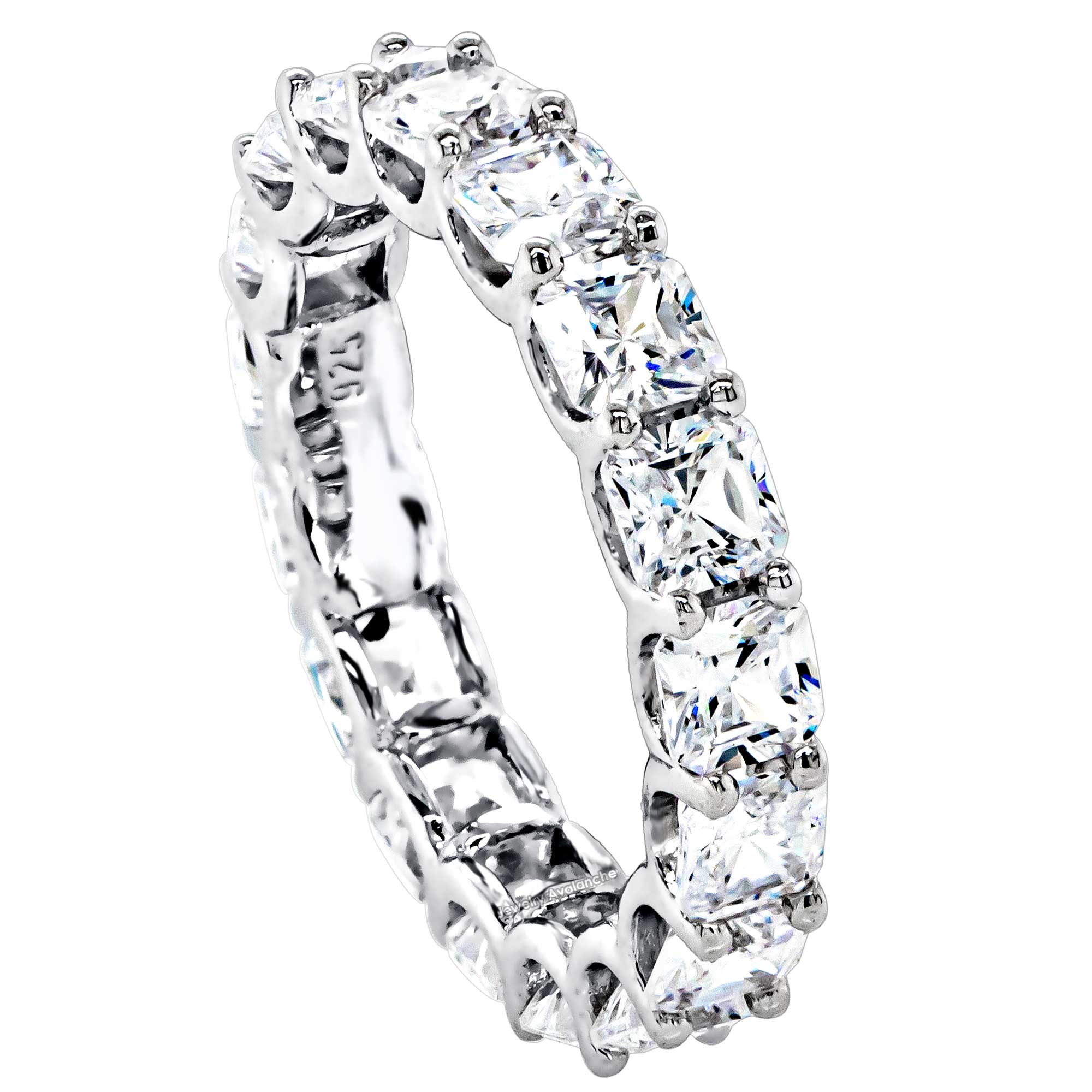 Cushion Cut CZ Eternity Band Sterling Silver Ring 3.75mm