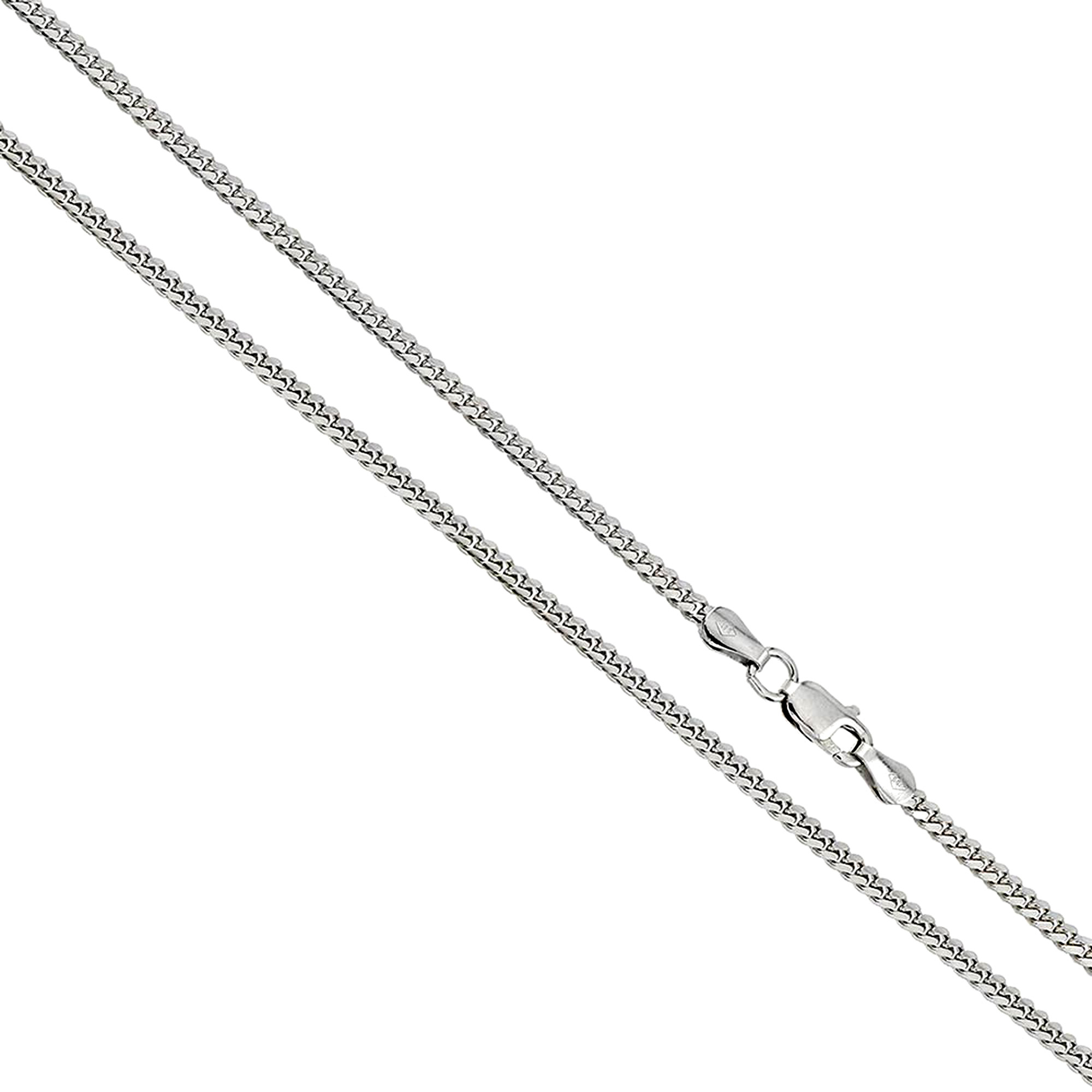 Sterling Silver Miami Cuban Link Chain 2.6mm, Rhodium Plated Necklace