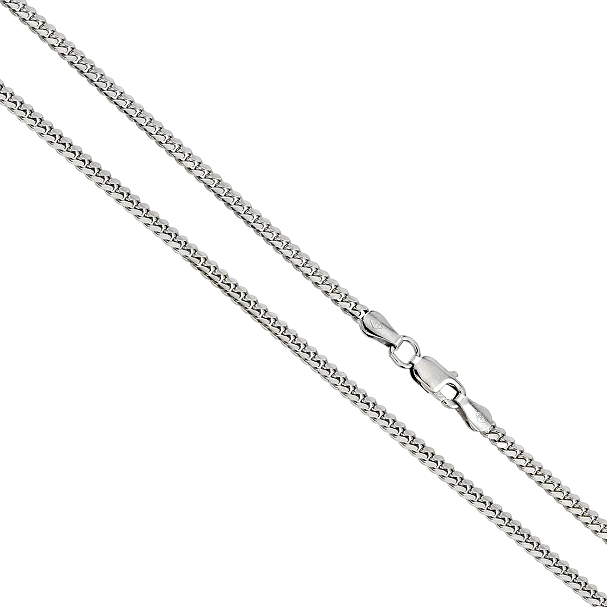 Sterling Silver Miami Cuban Link Chain 4mm, Rhodium Plated Necklace