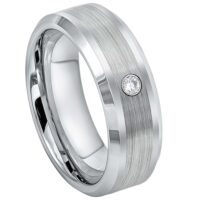 Mens Cobalt Diamond Wedding Band, Cobalt Chrome Ring Beveled Edge 8mm